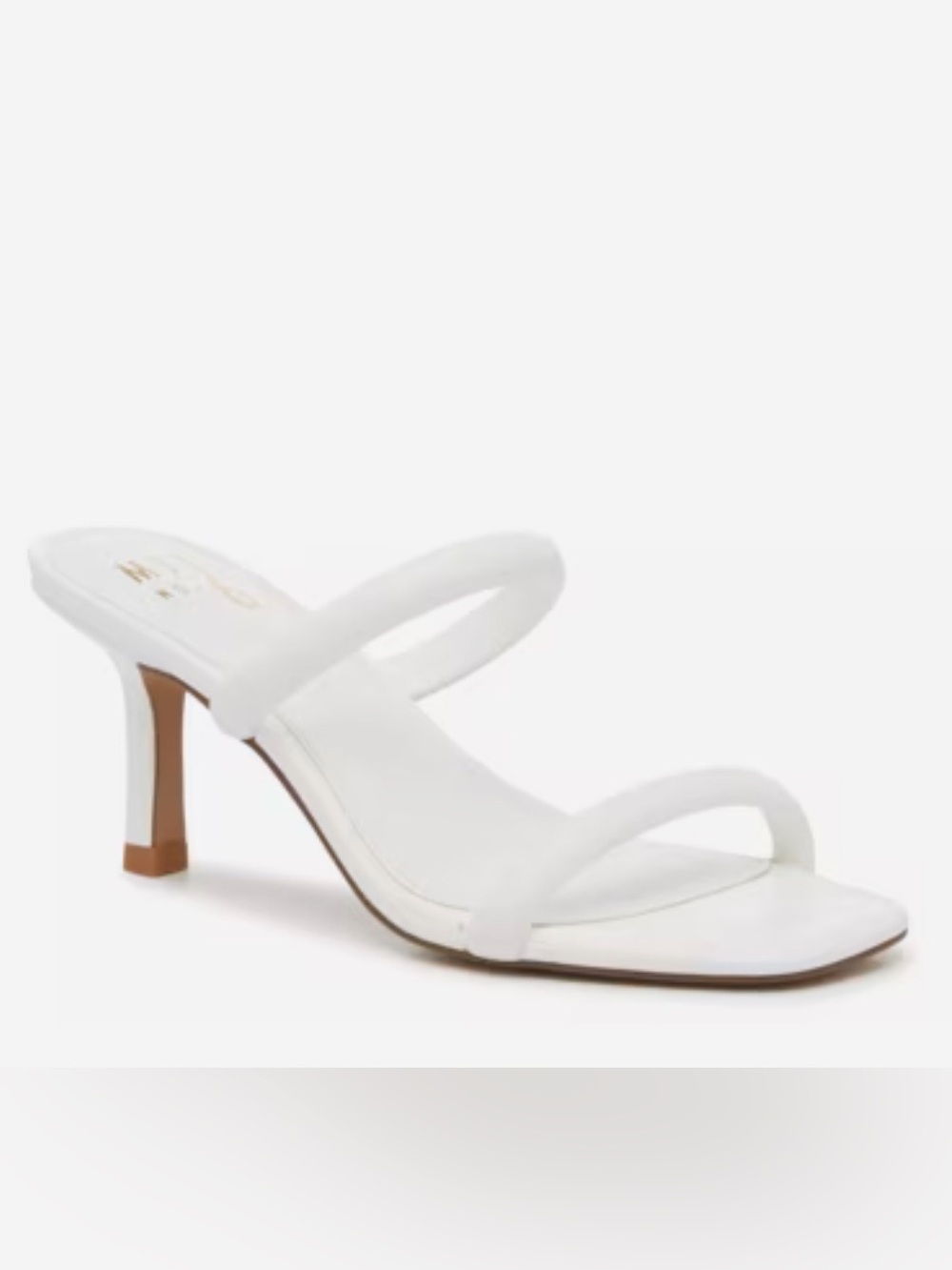 Mix No. 6 White Double-Strap Square-Toe Mid Heel Sandal